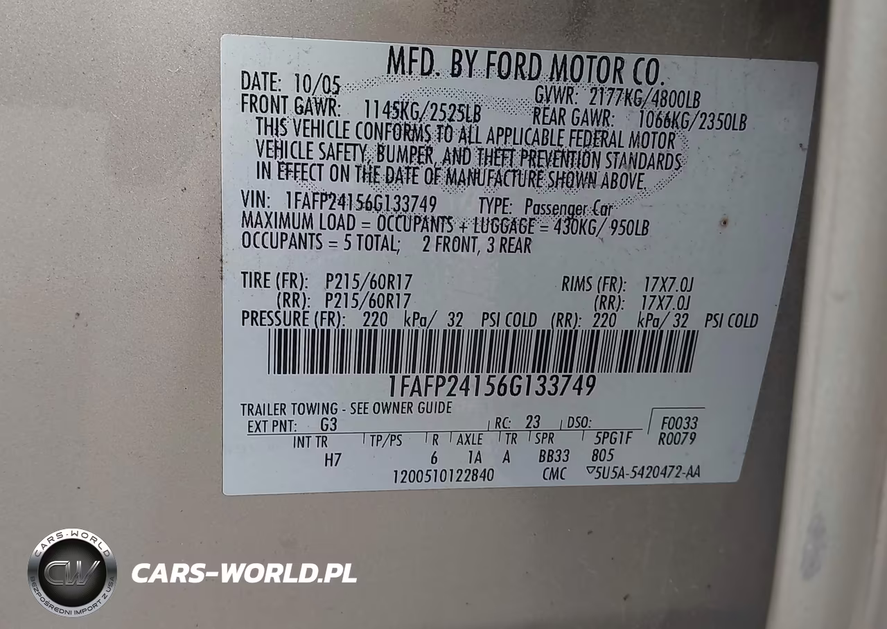 2006 Ford Five Hundred Sel VIN:1FAFP24156G133749 - 9