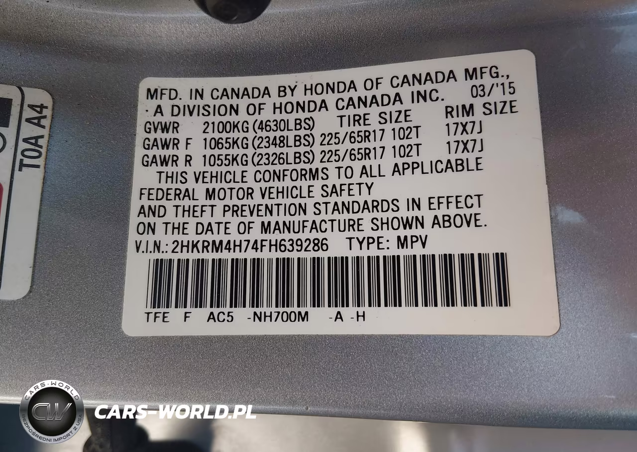 2015 Honda Cr-V Ex-L VIN:2HKRM4H74FH639286 - 9