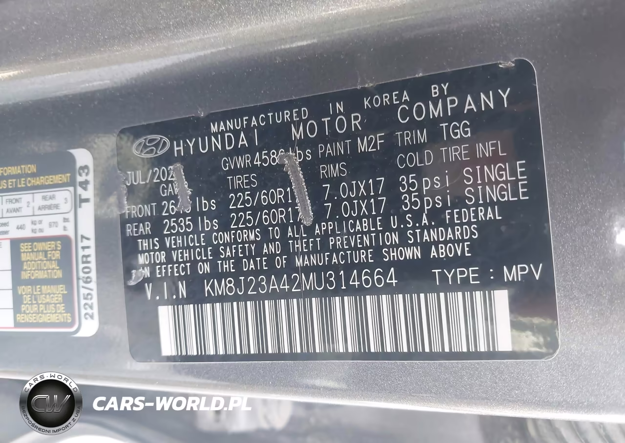 2021 Hyundai Tucson Se VIN:KM8J23A42MU314664 - 9