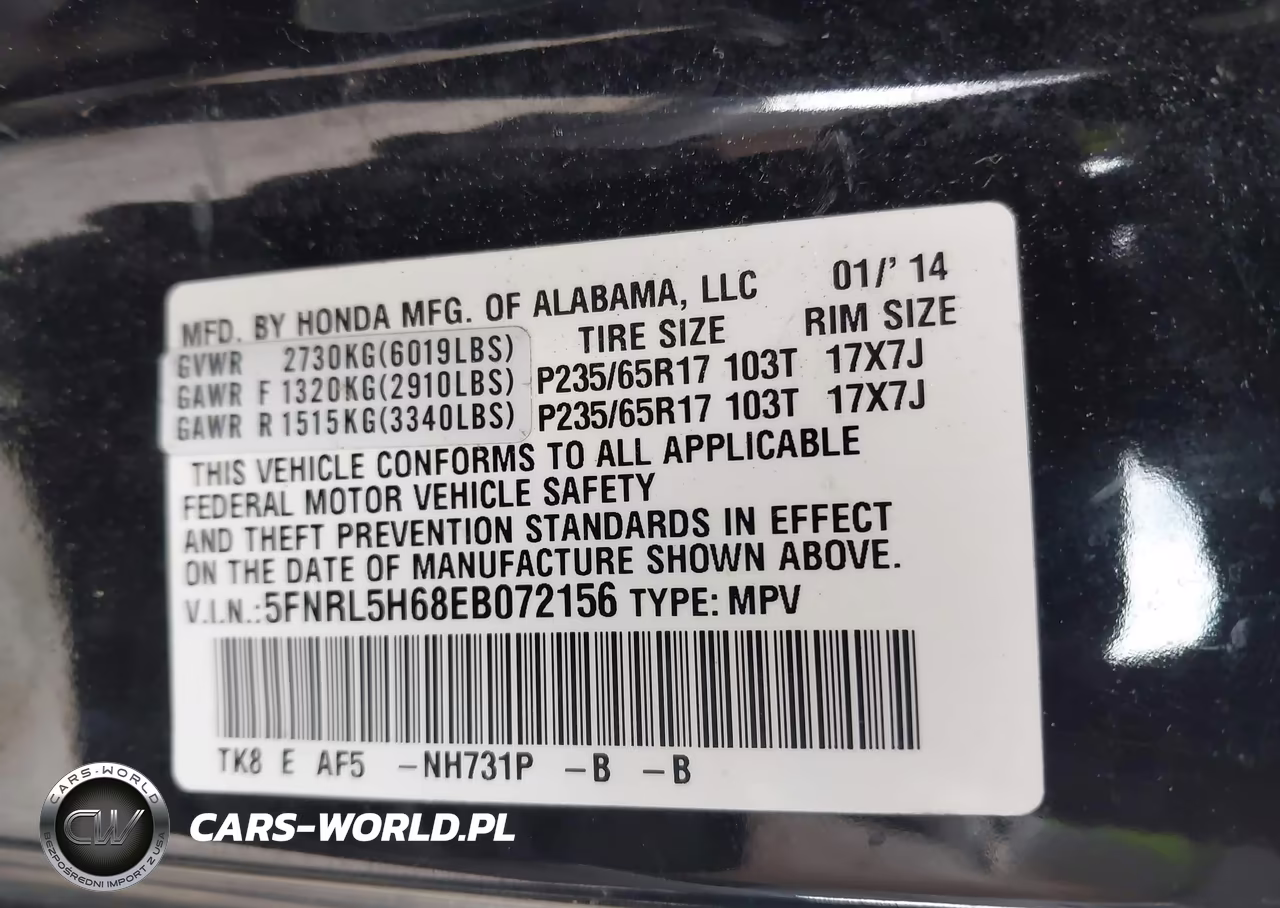 2014 Honda Odyssey Ex-L VIN:5FNRL5H68EB072156 - 9