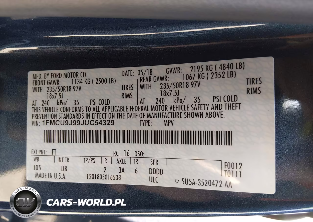2018 Ford Escape Titanium VIN:1FMCU9J99JUC54329 - 9