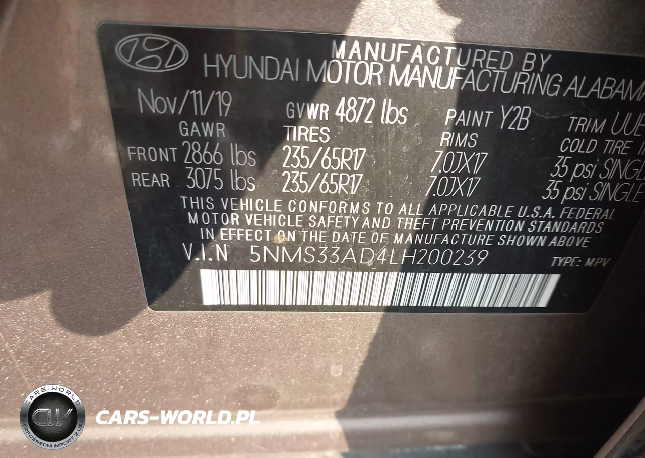 2020 Hyundai Santa Fe Sel VIN:5NMS33AD4LH200239 - 9