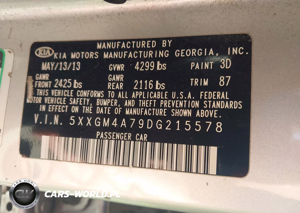 2013 Kia Optima Lx VIN:5XXGM4A79DG215578 - 9