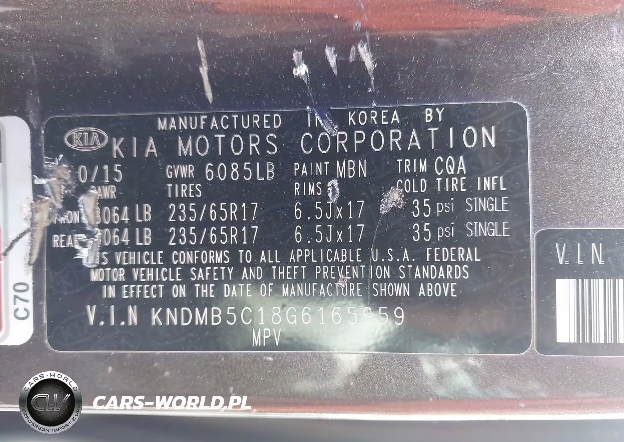 2016 Kia Sedona Lx VIN:KNDMB5C18G6165959 - 9