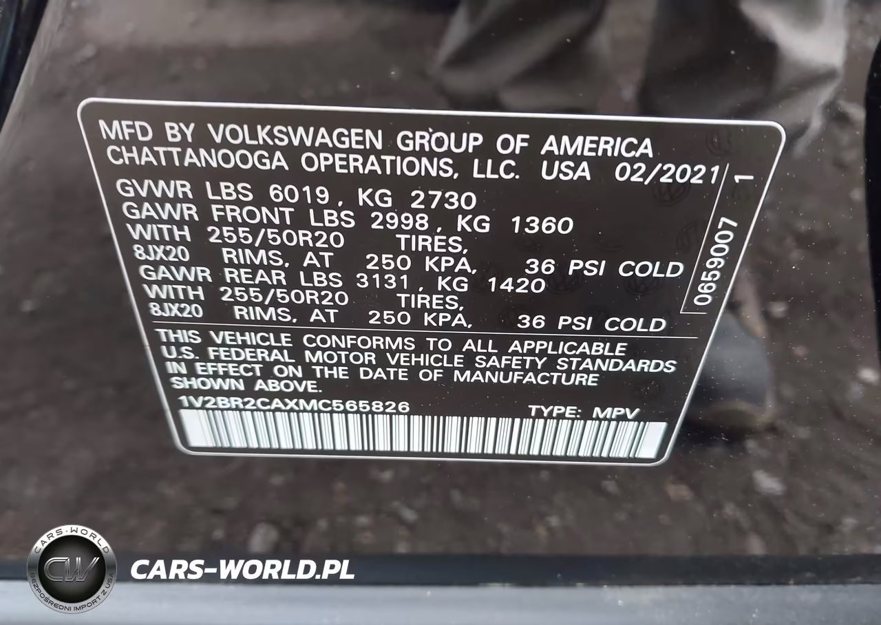 2021 Volkswagen Atlas 3.6L V6 Sel VIN:1V2BR2CAXMC565826 - 9