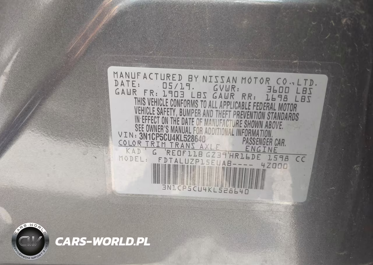 2019 Nissan Kicks Sr VIN:3N1CP5CU4KL528640 - 9