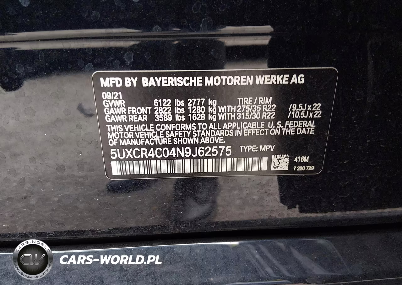 2022 BMW X5 Sdrive40I VIN:5UXCR4C04N9J62575 - 9