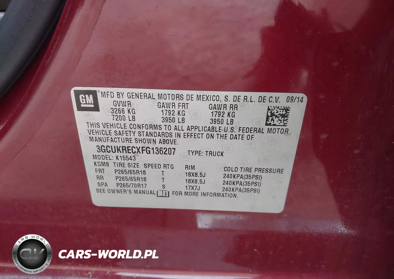 2015 Chevrolet Silverado 1500 2Lt VIN:3GCUKRECXFG136207 - 9