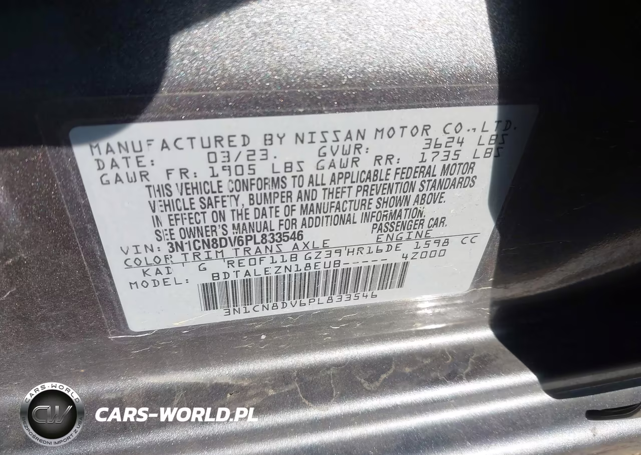 2023 Nissan Versa 1.6 S Xtronic Cvt VIN:3N1CN8DV6PL833546 - 9
