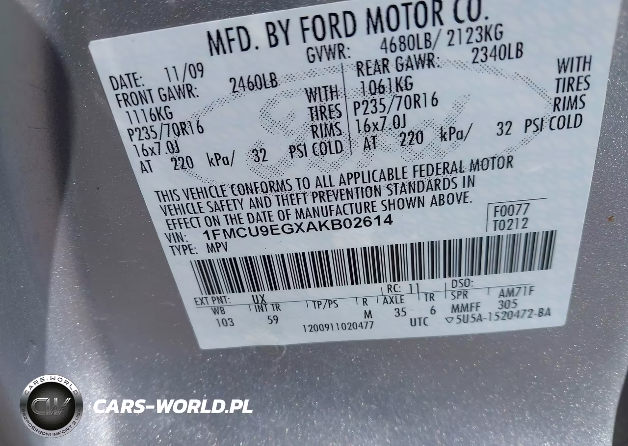 2010 Ford Escape Limited VIN:1FMCU9EGXAKB02614 - 9