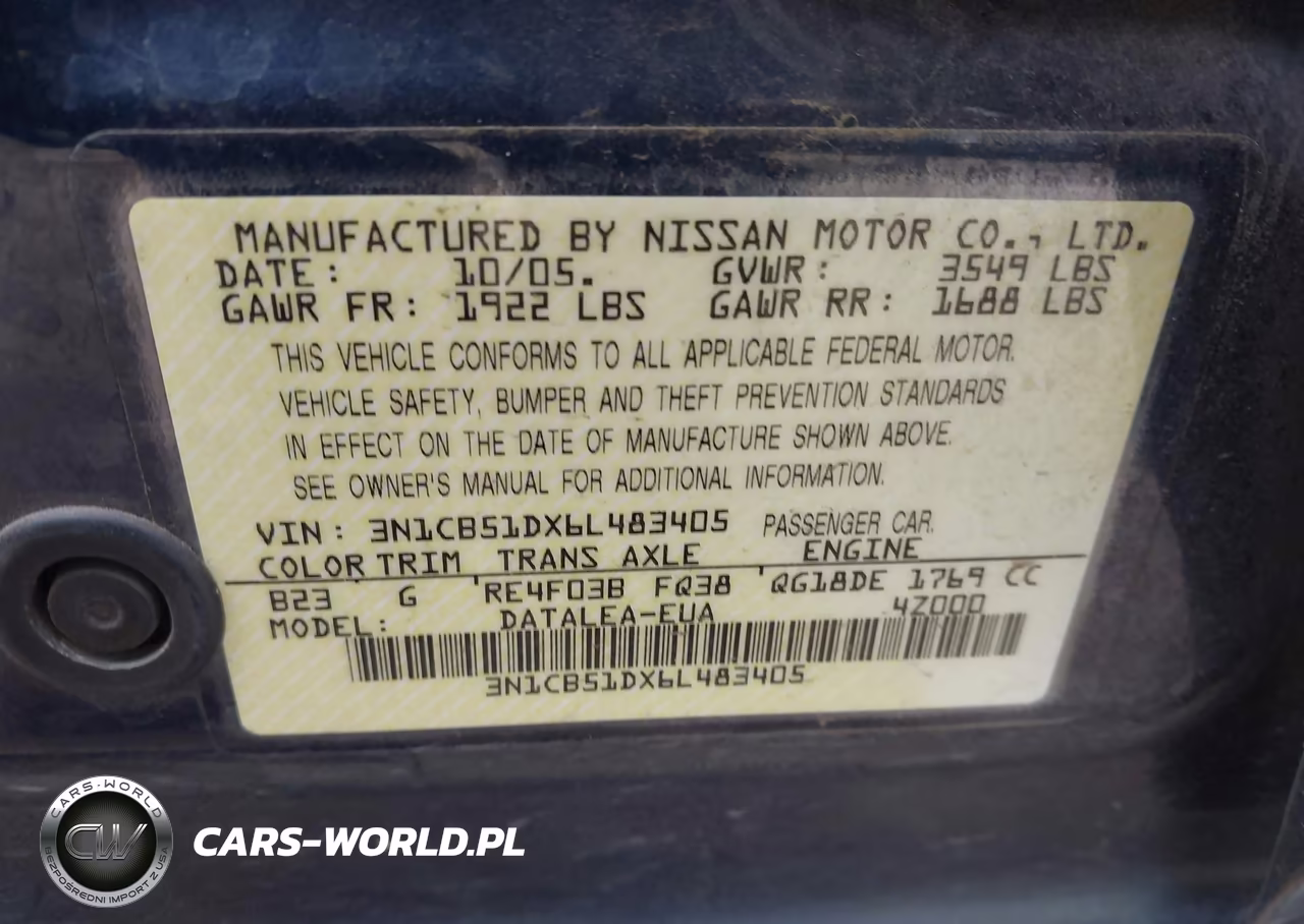 2006 Nissan Sentra 1.8S VIN:3N1CB51DX6L483405 - 9