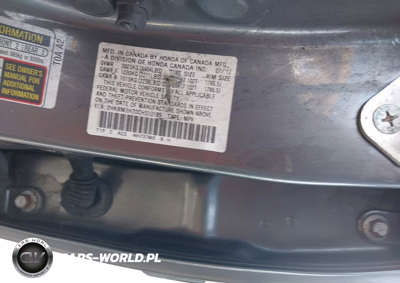 2012 Honda Cr-V Ex-L VIN:2HKRM3H70CH510189 - 9
