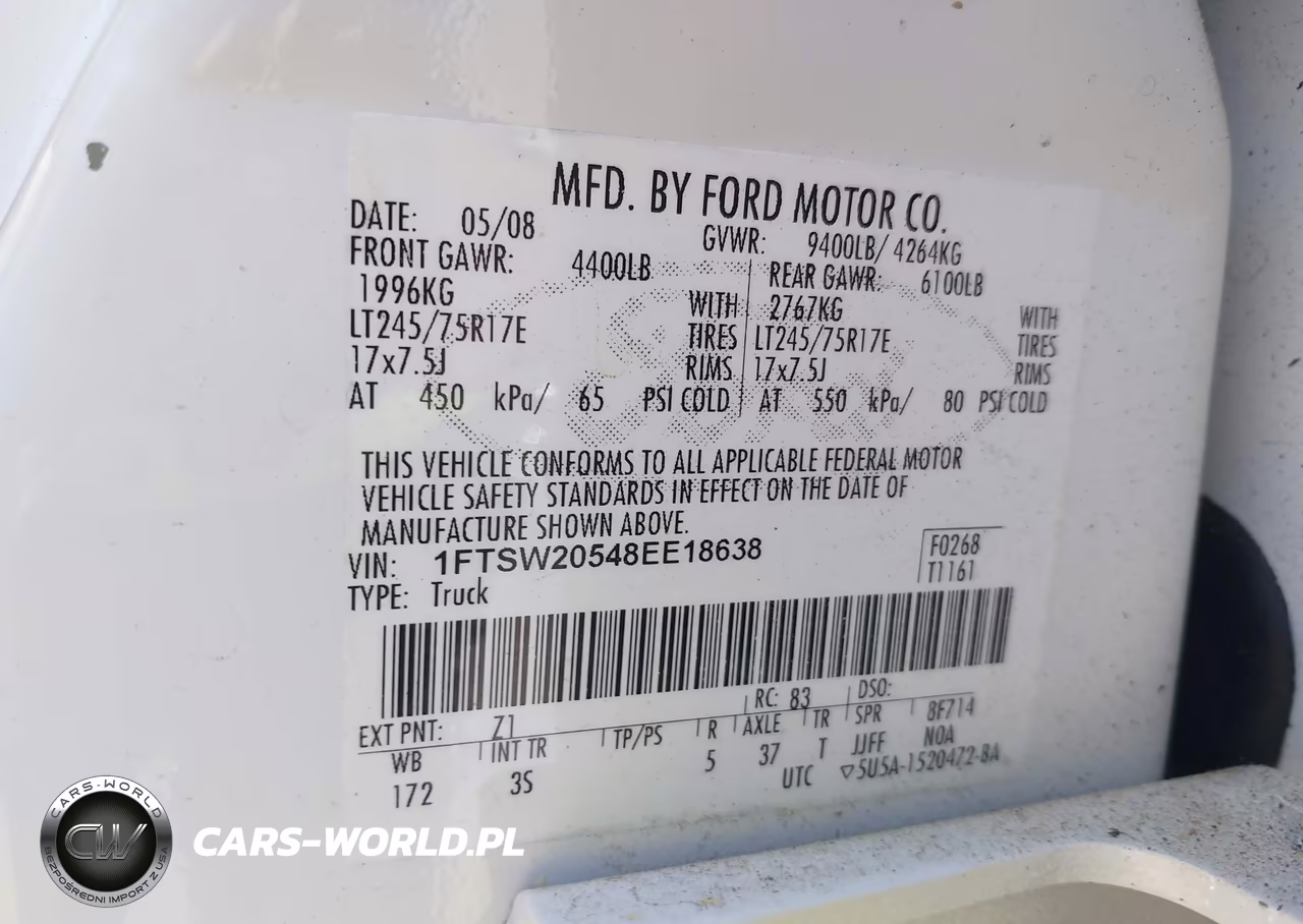 2008 Ford F-250 VIN:1FTSW20548EE18638 - 9