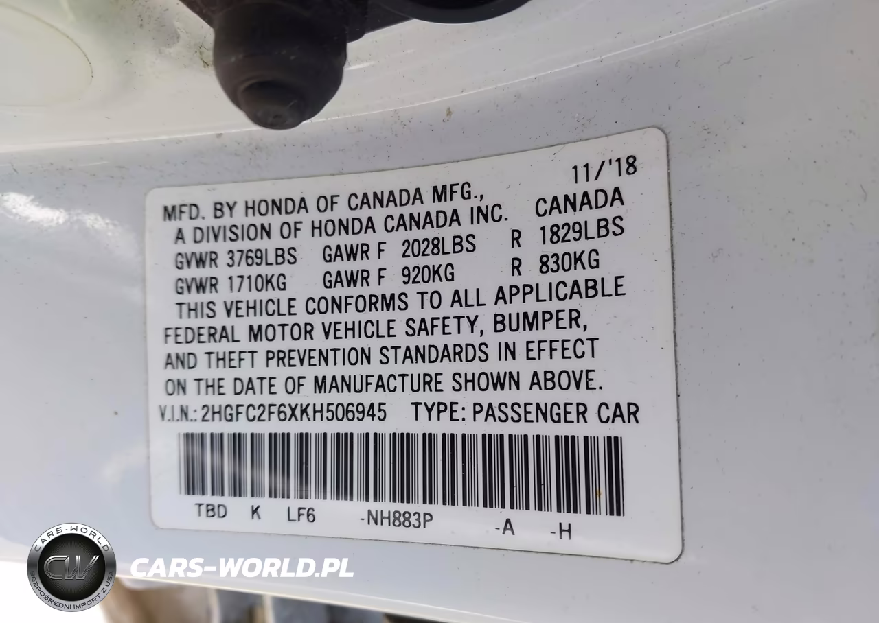 2019 Honda Civic Lx VIN:2HGFC2F6XKH506945 - 9