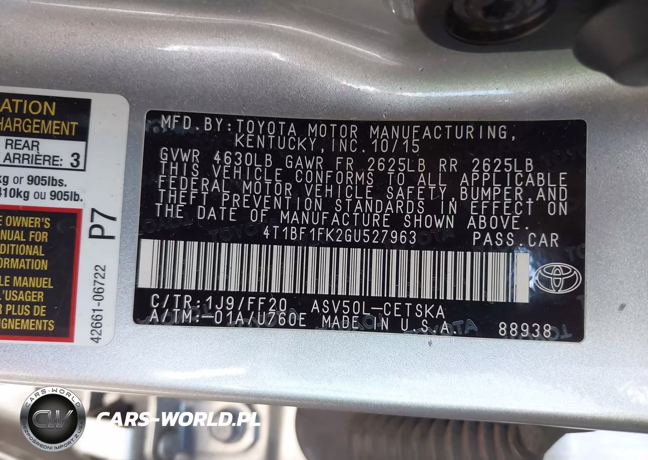2016 Toyota Camry Se VIN:4T1BF1FK2GU527963 - 9