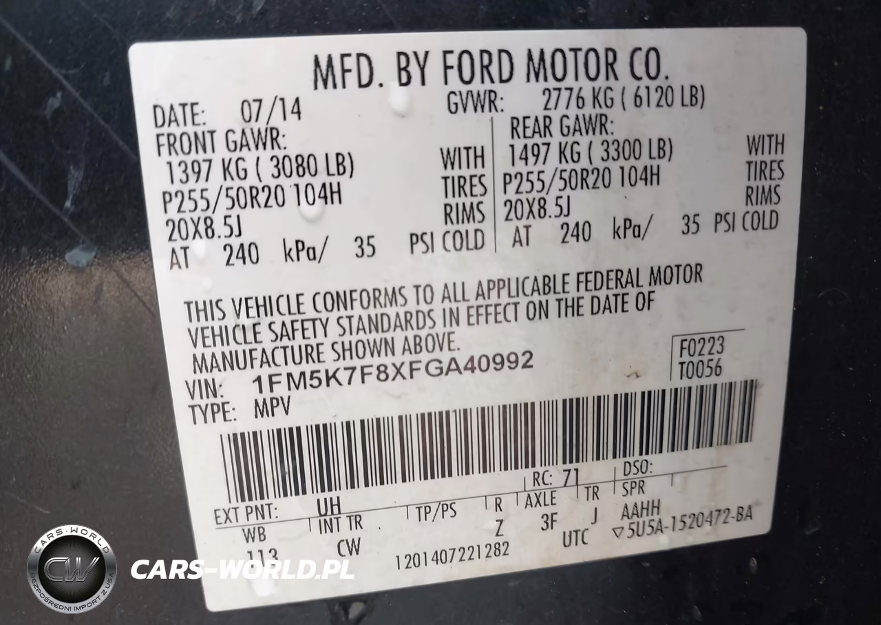 2015 Ford Explorer Limited VIN:1FM5K7F8XFGA40992 - 9