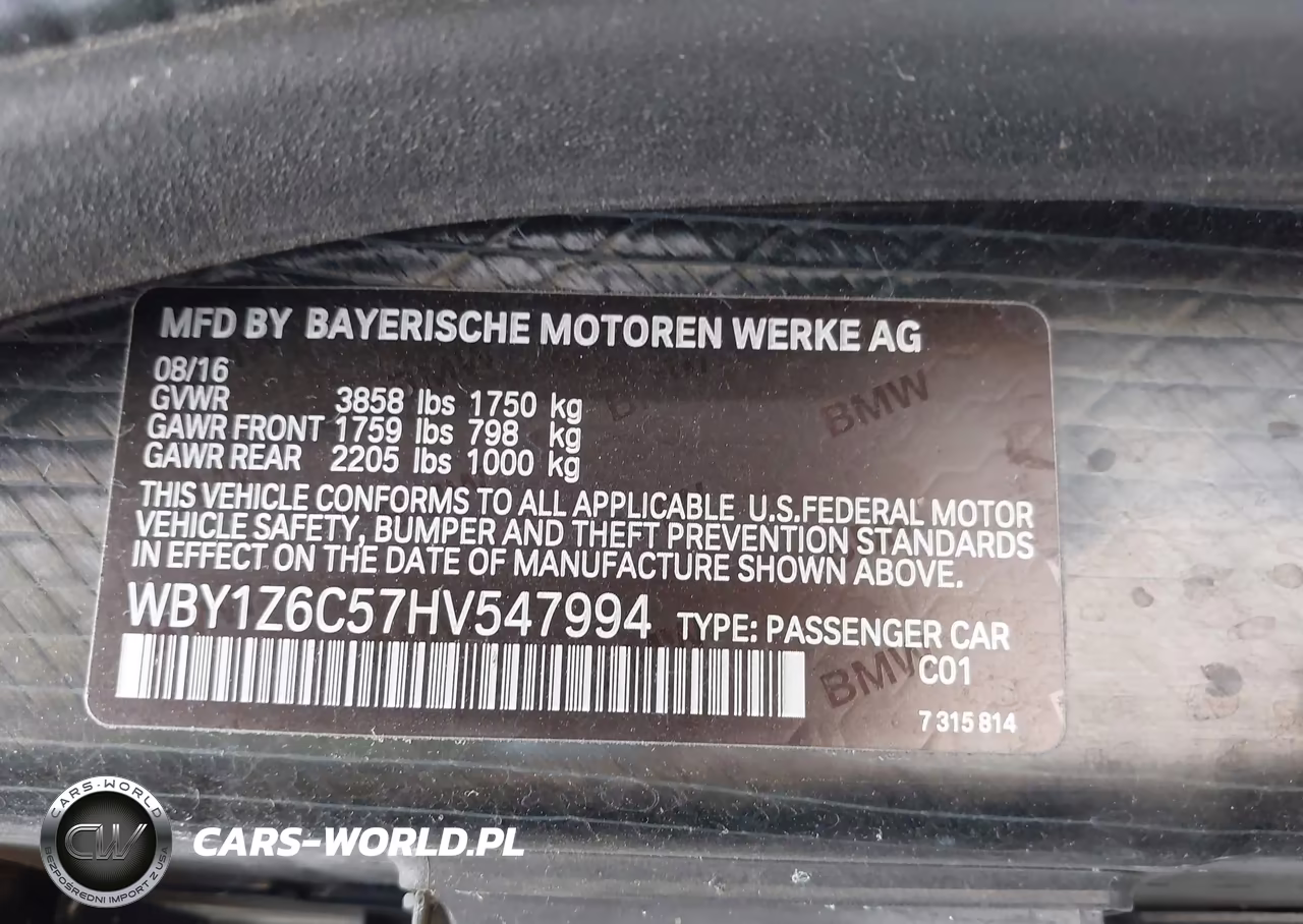 2017 BMW I3 94 Ah VIN:WBY1Z6C57HV547994 - 9