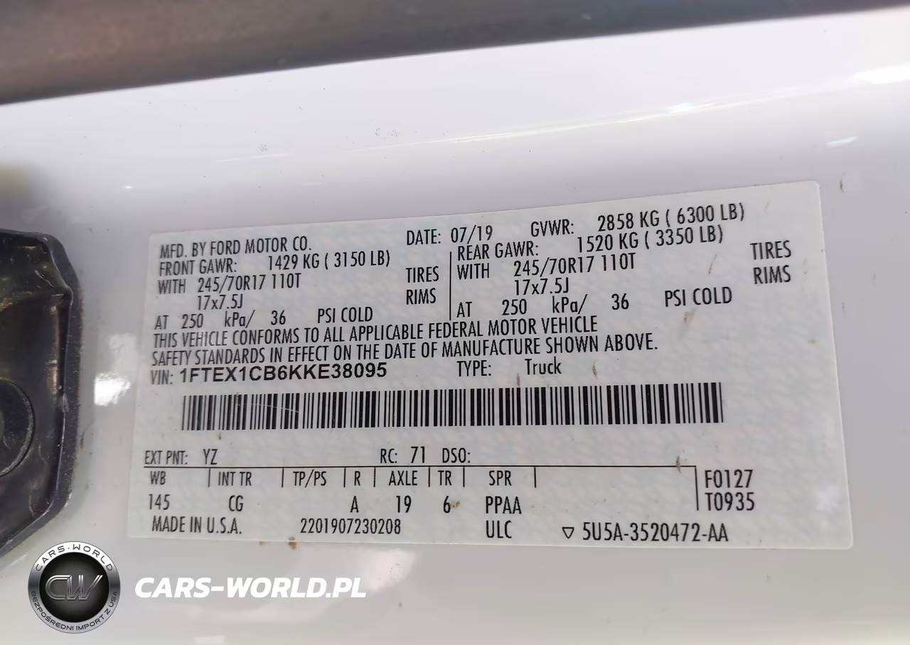 2019 Ford F-150 Xl VIN:1FTEX1CB6KKE38095 - 9