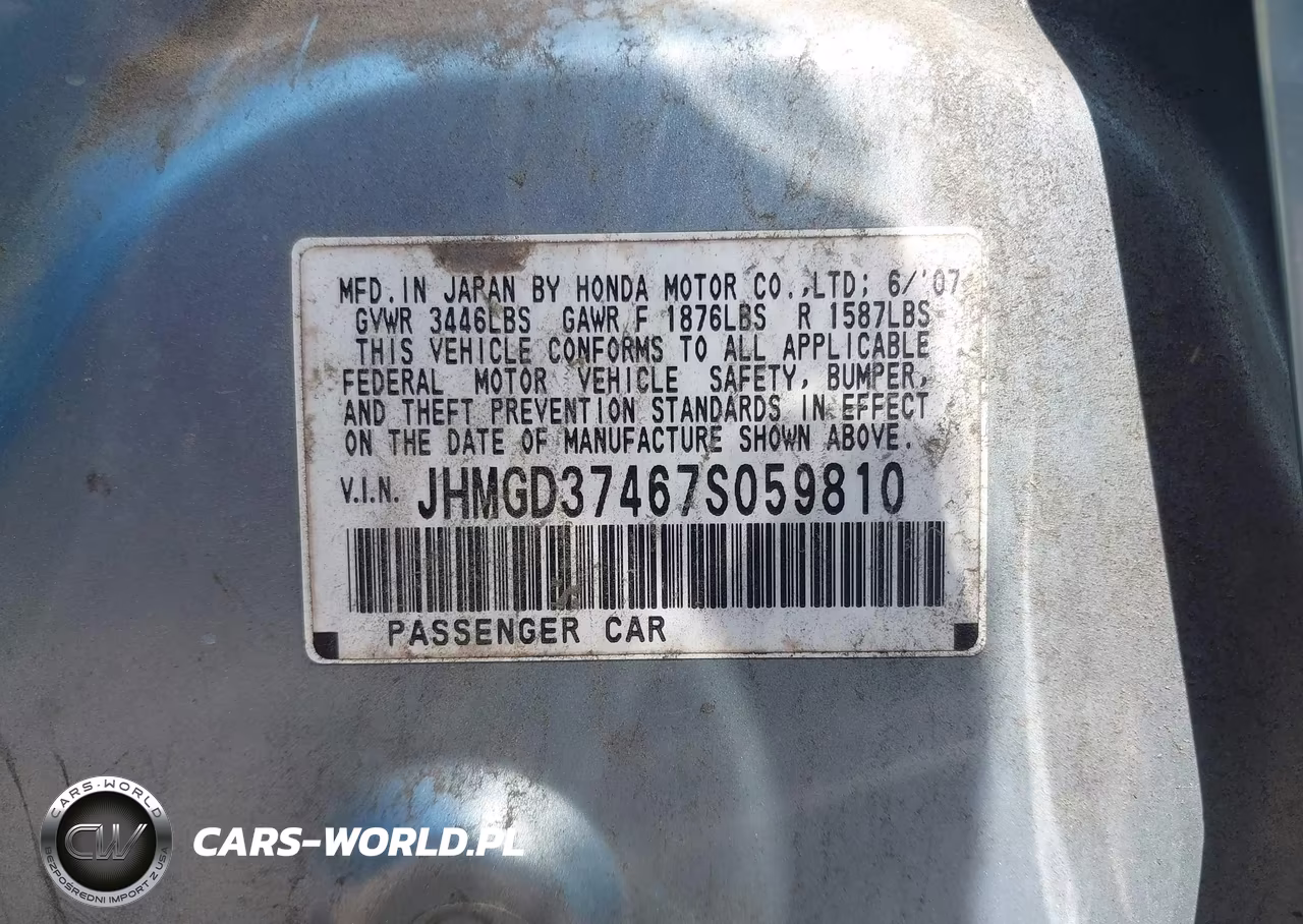 2007 Honda Fit VIN:JHMGD37467S059810 - 9