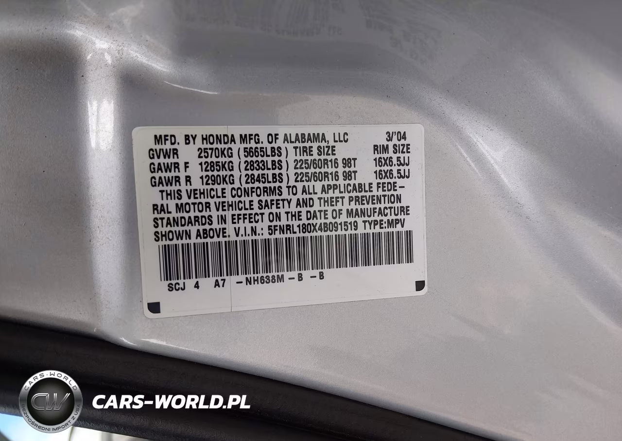 2004 Honda Odyssey Ex-L VIN:5FNRL180X4B091519 - 9