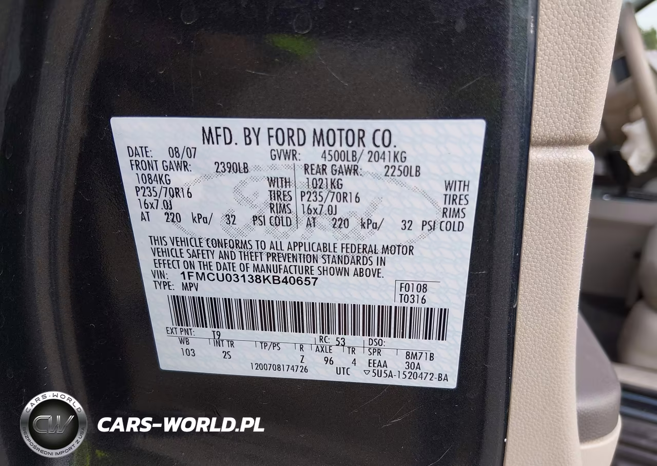 2008 Ford Escape Xlt VIN:1FMCU03138KB40657 - 9
