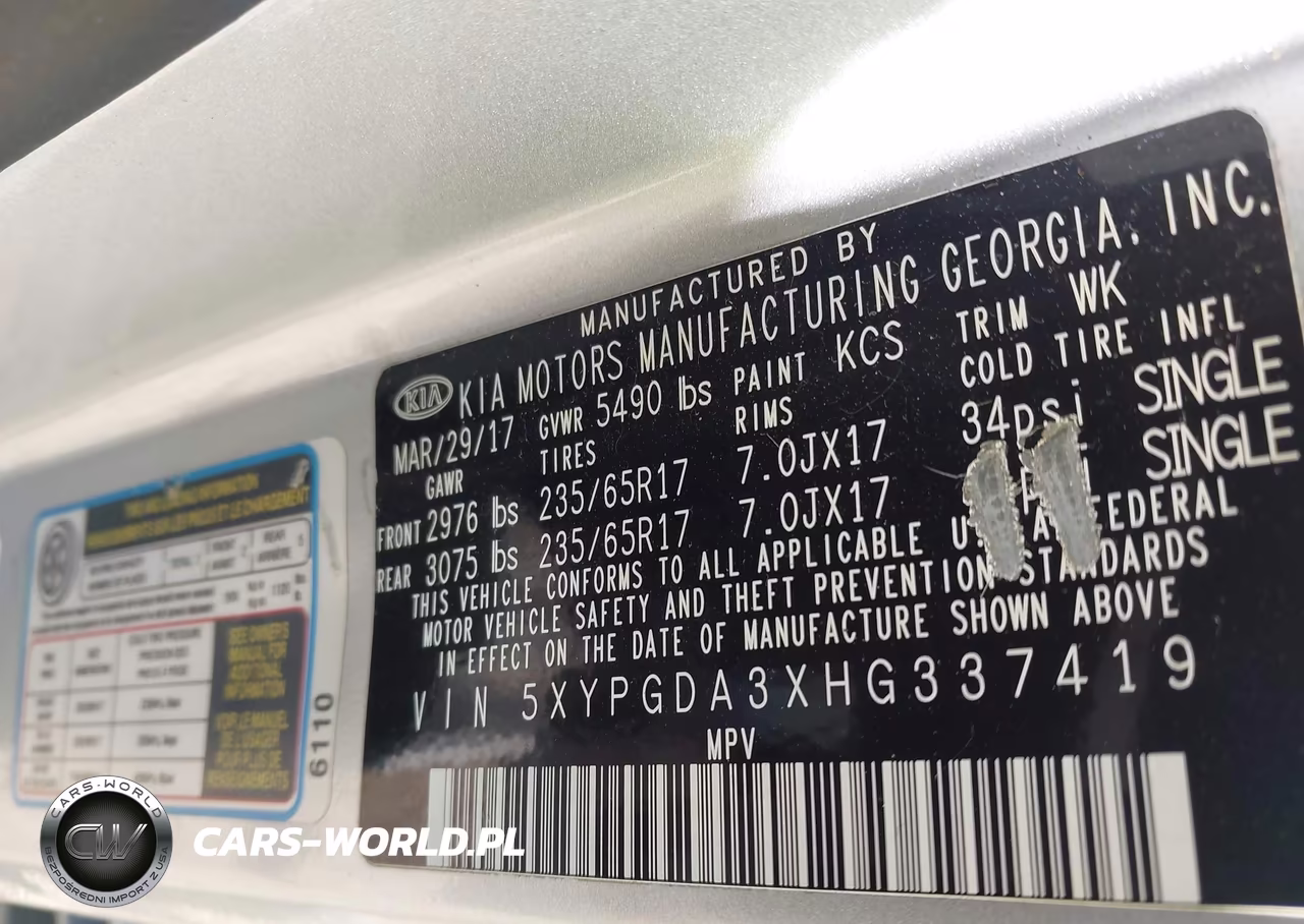 2017 Kia Sorento 2.4L Lx VIN:5XYPGDA3XHG337419 - 9