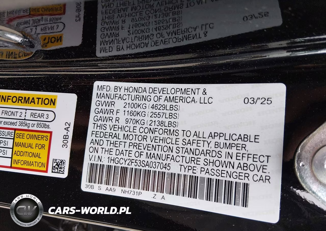 2025 Honda Accord Hybrid Sport VIN:1HGCY2F53SA037045 - 9