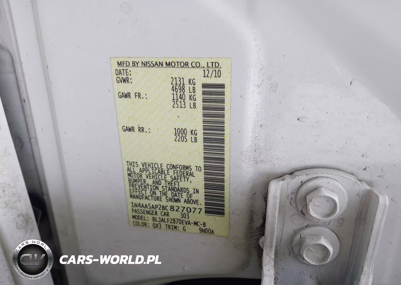 2011 Nissan Maxima S VIN:1N4AA5AP2BC827077 - 9