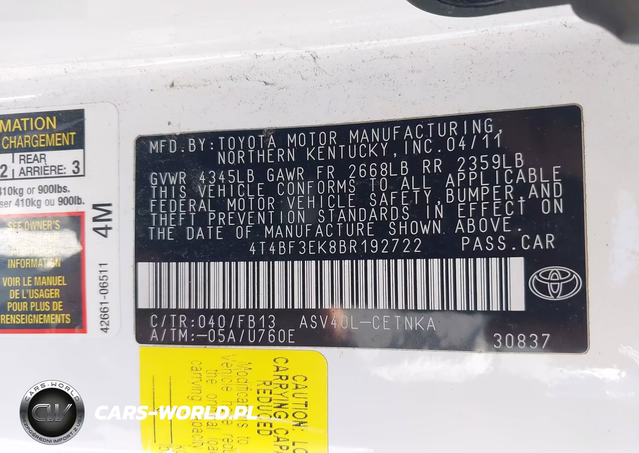 2011 Toyota Camry Le VIN:4T4BF3EK8BR192722 - 9