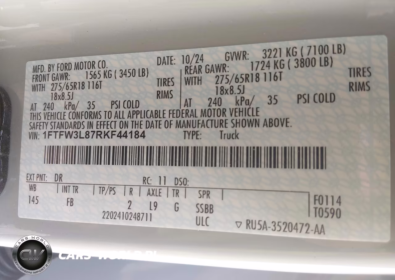 2024 Ford F-150 Xlt VIN:1FTFW3L87RKF44184 - 9