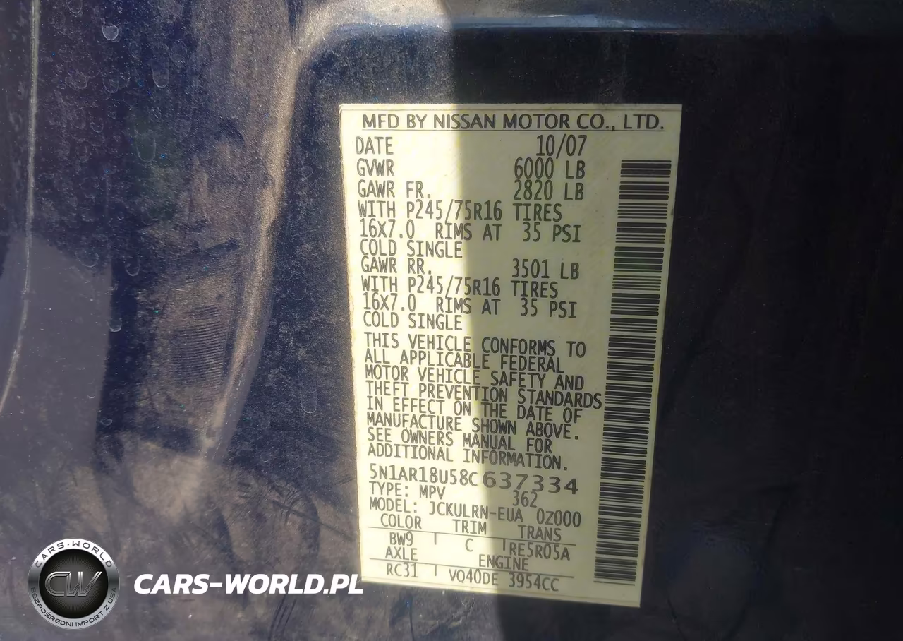 2008 Nissan Pathfinder S VIN:5N1AR18U58C637334 - 9