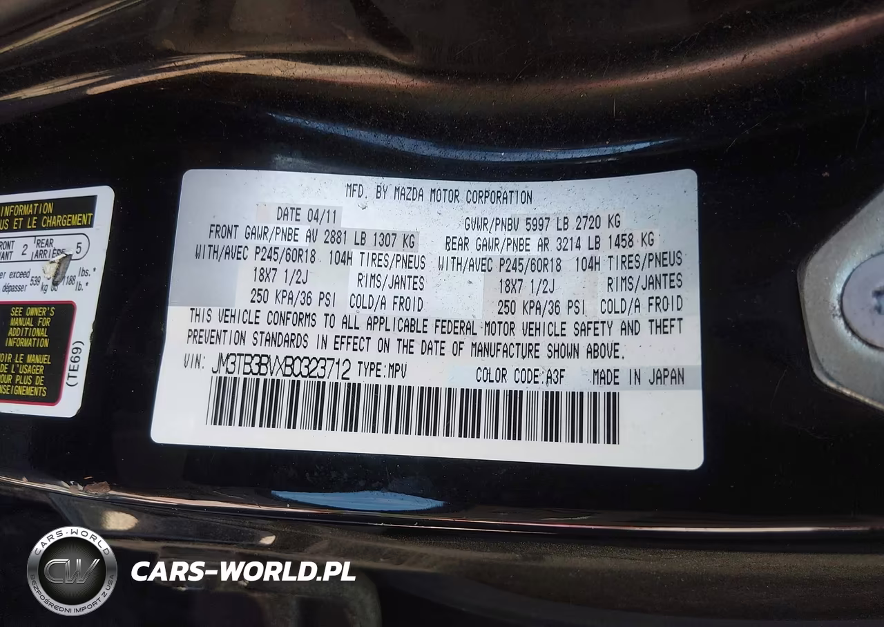 2011 Mazda Cx-9 Sport VIN:JM3TB3BVXB0323712 - 9