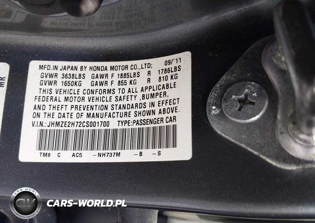 2012 Honda Insight Ex VIN:JHMZE2H72CS001700 - 9