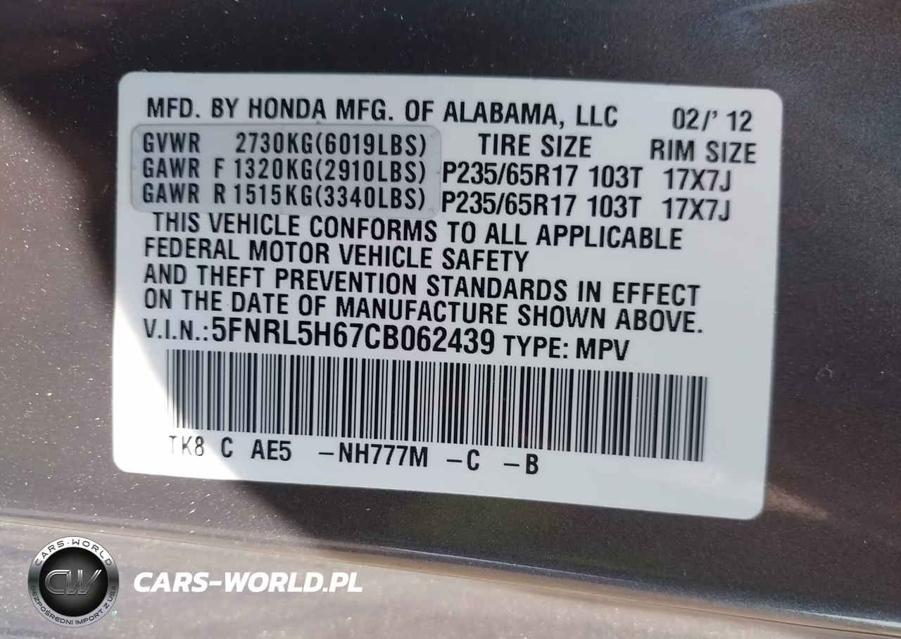 2012 Honda Odyssey Ex-L VIN:5FNRL5H67CB062439 - 9
