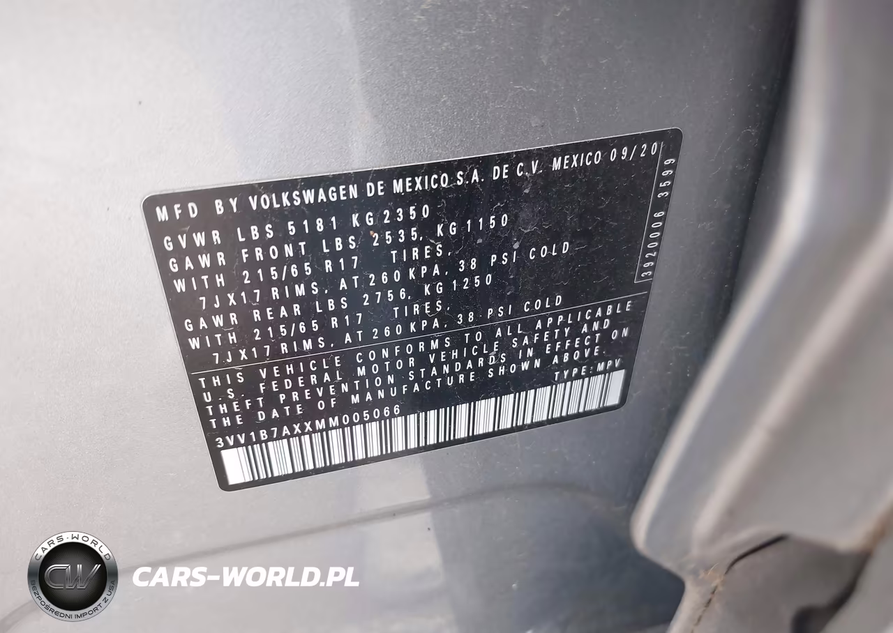 2021 Volkswagen Tiguan 2.0T S VIN:3VV1B7AXXMM005066 - 9