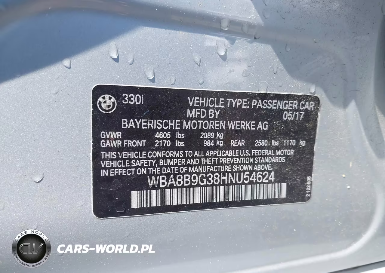 2017 BMW 330I VIN:WBA8B9G38HNU54624 - 9