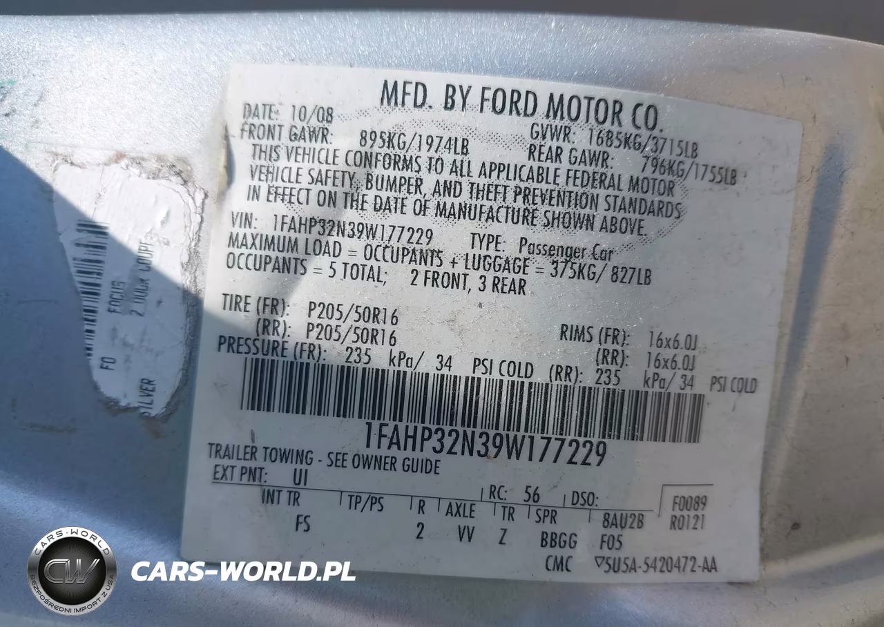 2009 Ford Focus Se VIN:1FAHP32N39W177229 - 9