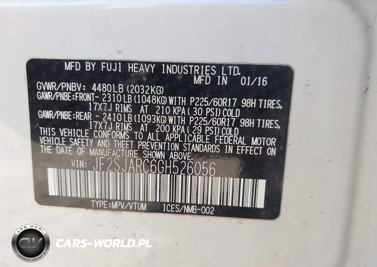 2016 Subaru Forester 2.5I Limited VIN:JF2SJARC6GH526056 - 9