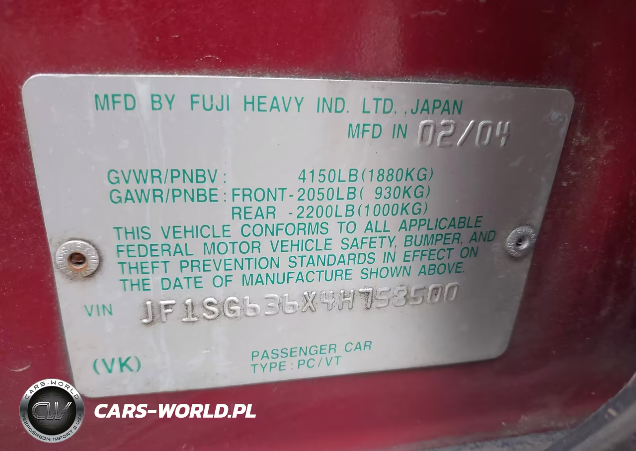 2004 Subaru Forester 2.5X VIN:JF1SG636X4H758500 - 9