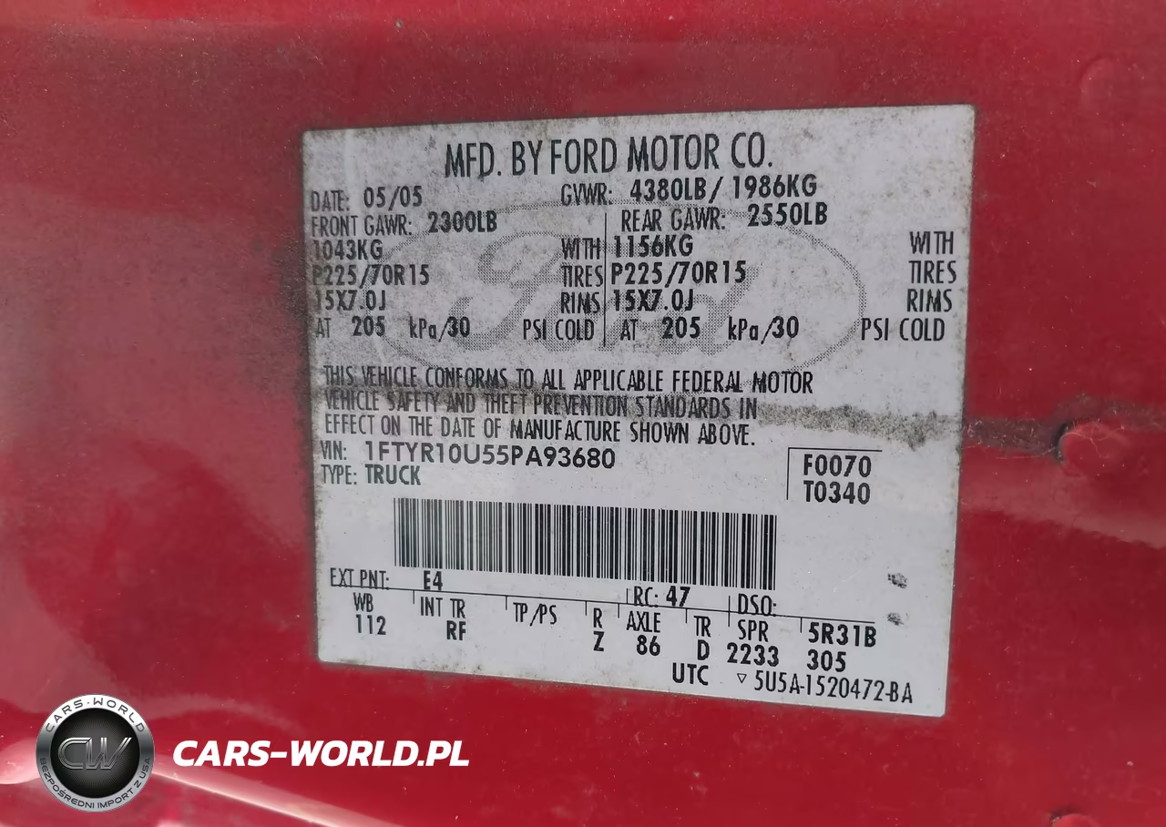 2005 Ford Ranger Edge-Stx-Xl-Xls-Xlt VIN:1FTYR10U55PA93680 - 9