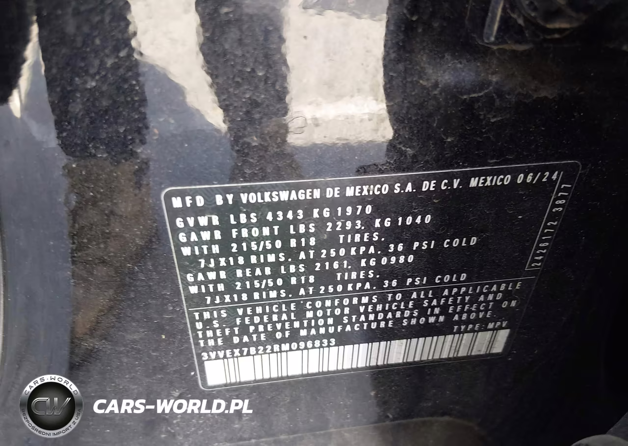 2024 Volkswagen Taos 1.5T Se VIN:3VVEX7B22RM096833 - 9