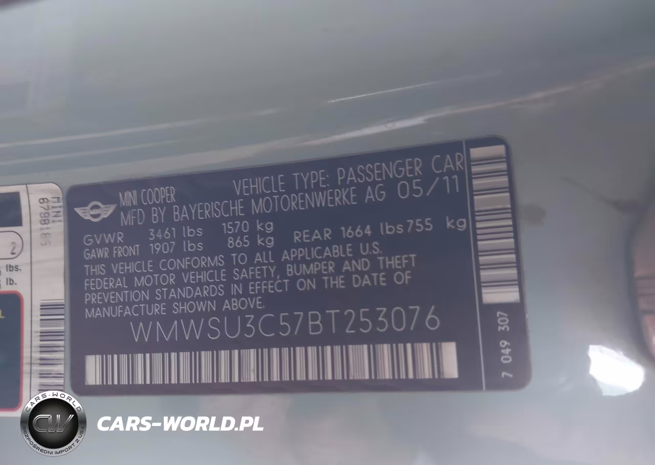 2011 Mini Cooper VIN:WMWSU3C57BT253076 - 9