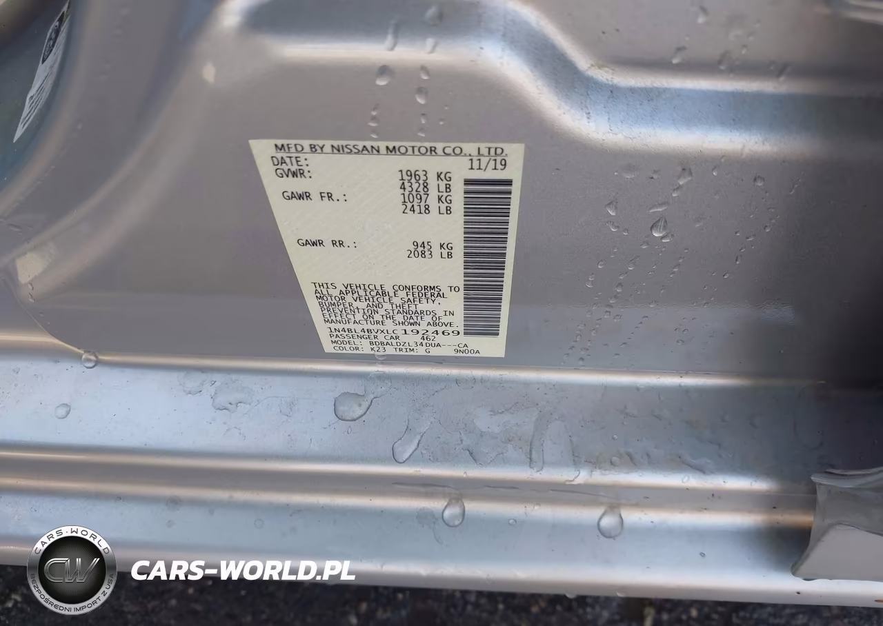 2020 Nissan Altima S Fwd VIN:1N4BL4BVXLC192469 - 9