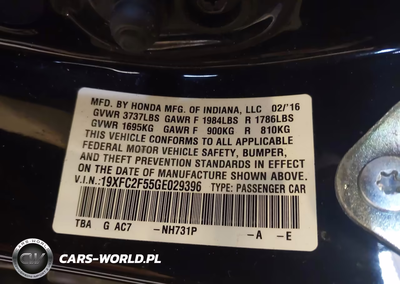 2016 Honda Civic Lx VIN:19XFC2F55GE029396 - 9