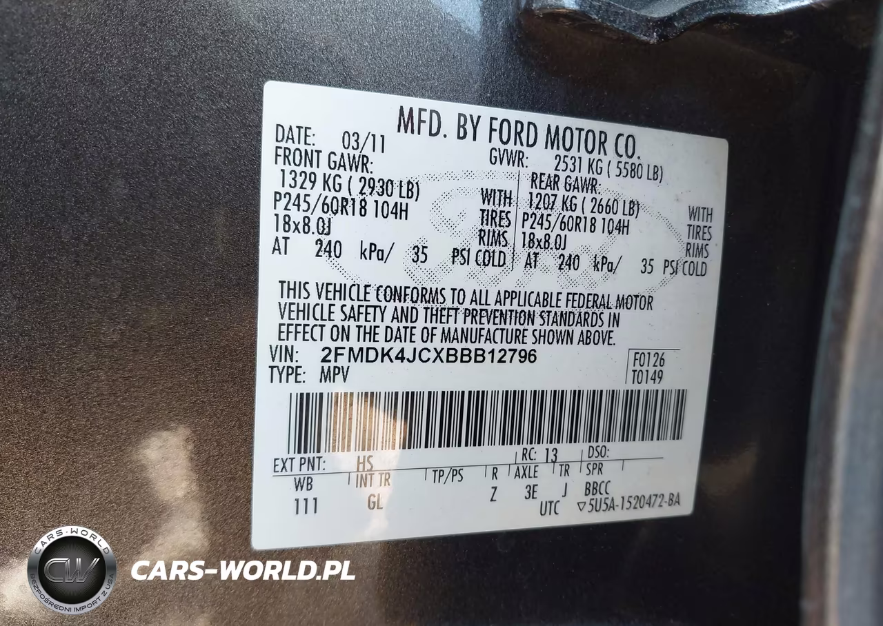 2011 Ford Edge Sel VIN:2FMDK4JCXBBB12796 - 9
