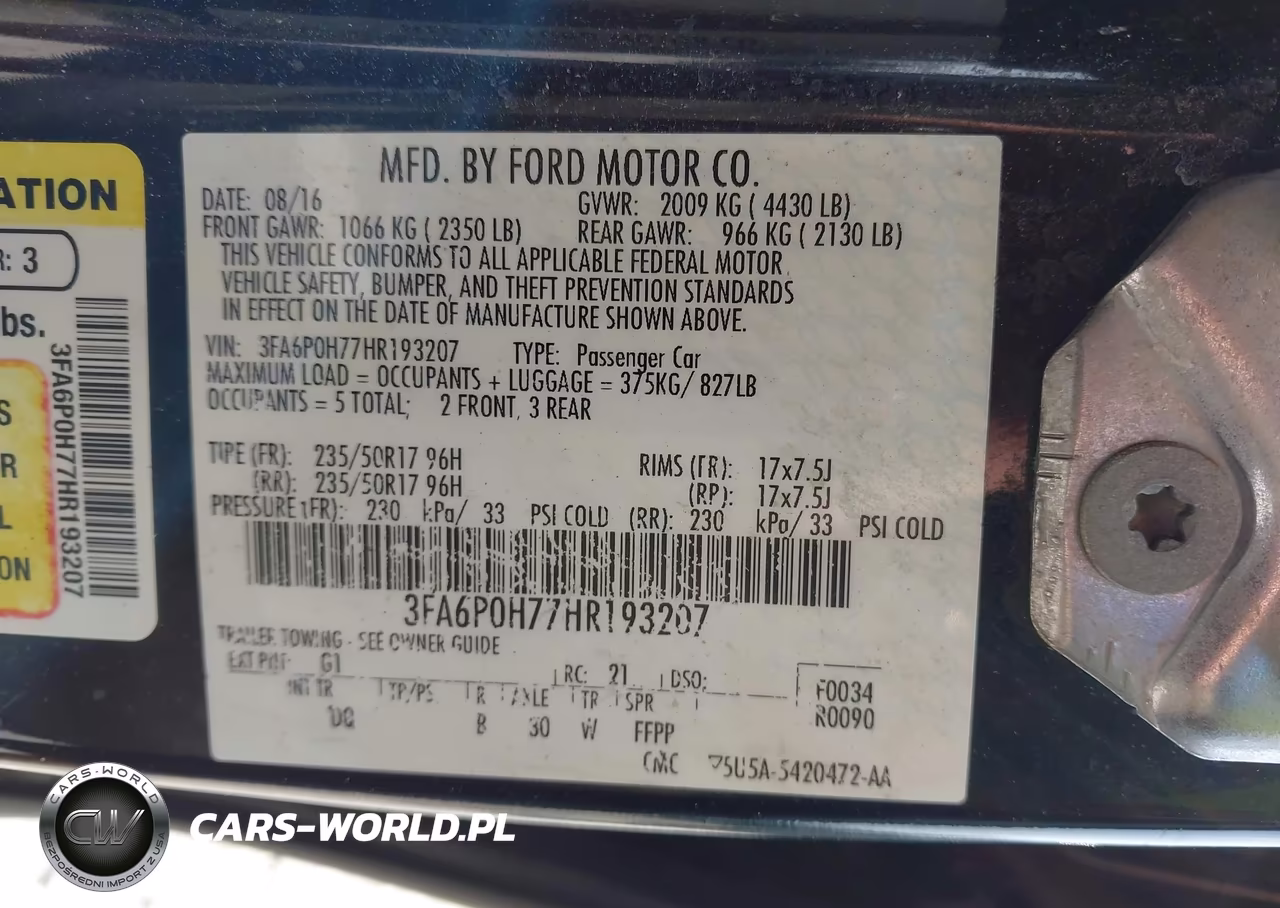 2017 Ford Fusion Se VIN:3FA6P0H77HR193207 - 9