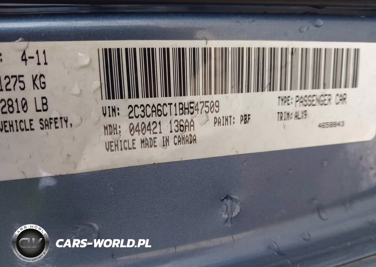 2011 Chrysler 300C VIN:2C3CA6CT1BH547509 - 9