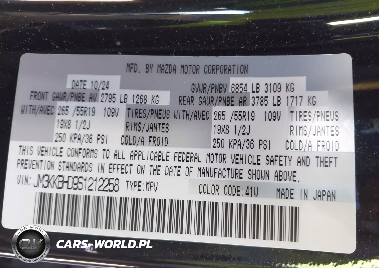 2025 Mazda Cx-90 3.3 Turbo Preferred Package VIN:JM3KKBHD9S1212258 - 9
