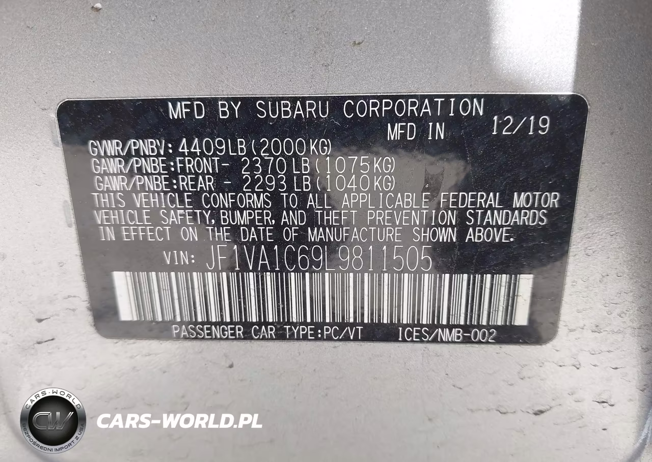 2020 Subaru Wrx Premium VIN:JF1VA1C69L9811505 - 9