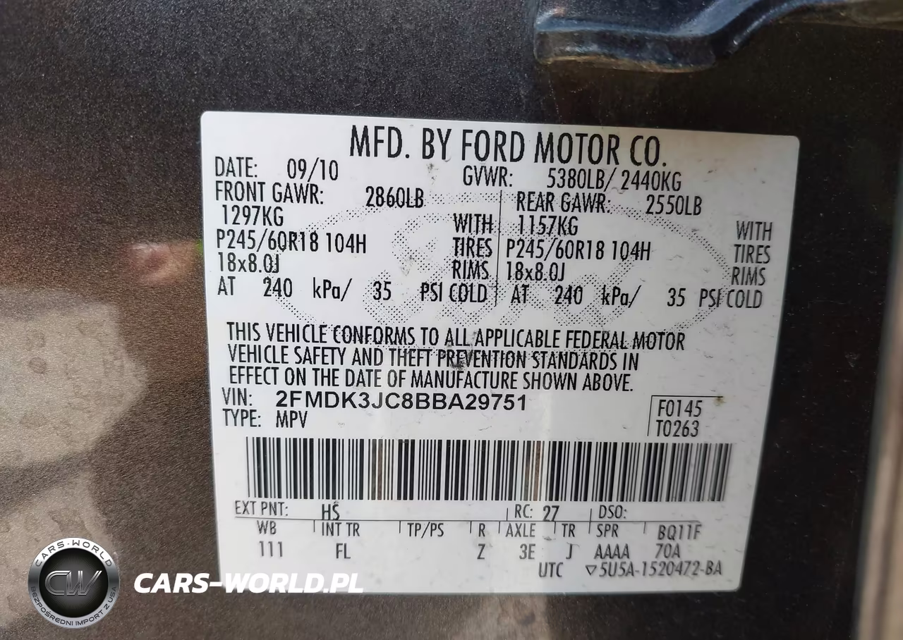 2011 Ford Edge Sel VIN:2FMDK3JC8BBA29751 - 9